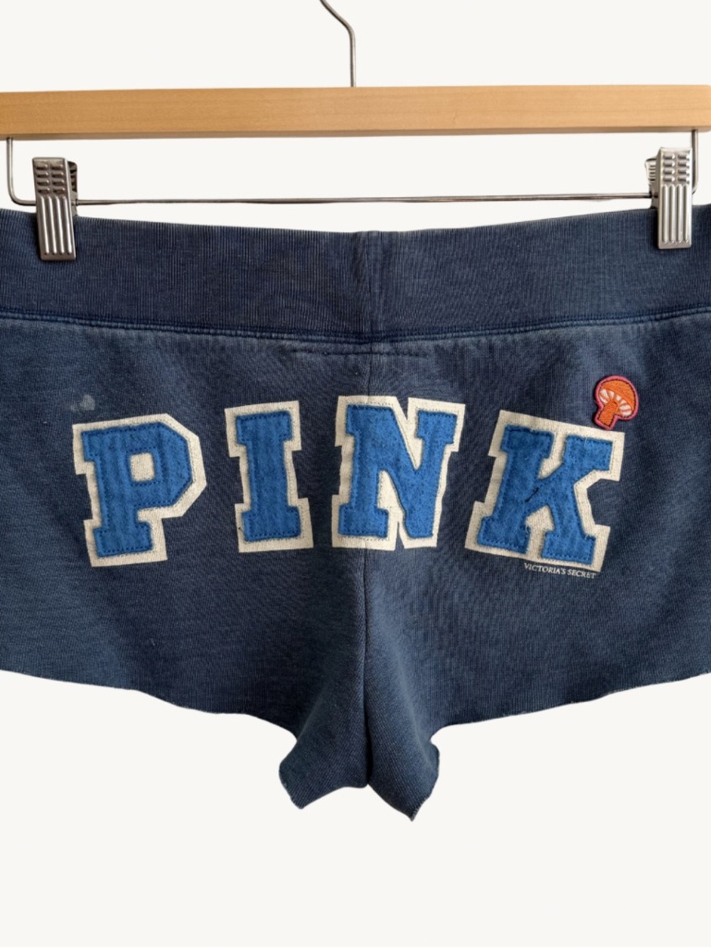 Victoria’s Secret PINK Blue Cutoff Lounge Shorts vintage Y2K Raw Hem Graphic XS